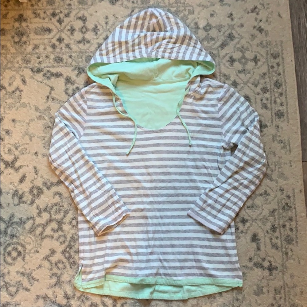 GAP ¾ Sleeve Hoodie Reversible Stripes Mint
